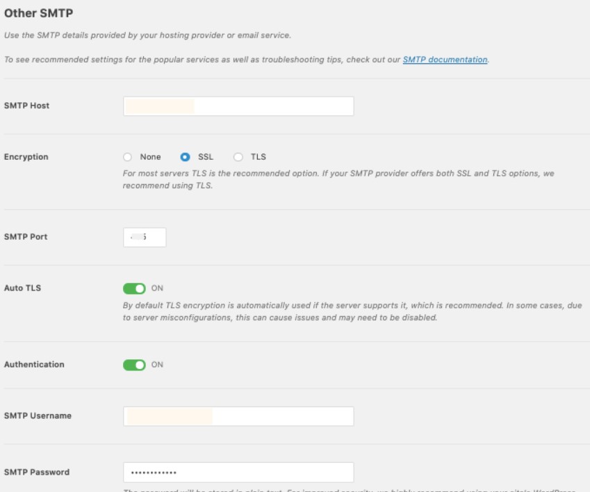 Step 3: Fill in the SMTP information to fix the Contact Form 7 error.